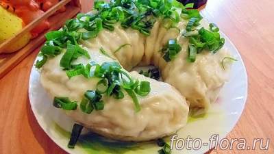 фото узбекского блюда ханум ханум - рулет на пару с мясом в пароварке приготовленный дома