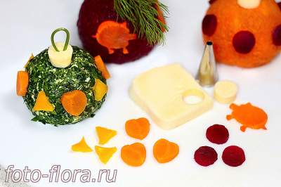 украшаем новогодние салатные шарики как елочные игрушки