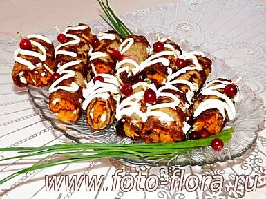 печеночные блинчики рулетики